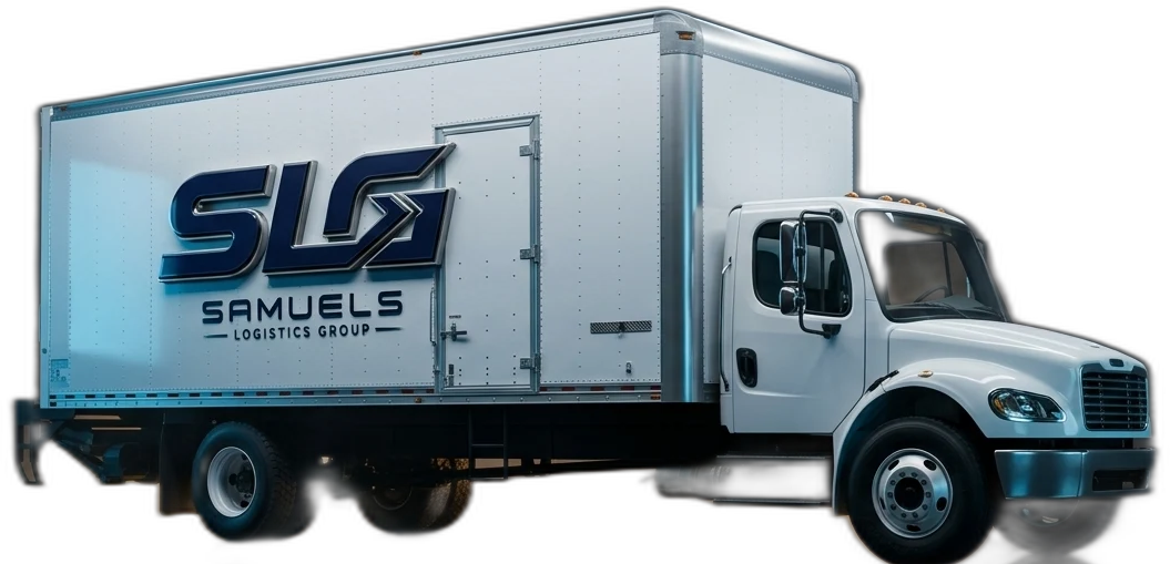 Samuels Logistics Group 26ft Commercial Straight Moving Truck Cruising Highway 401